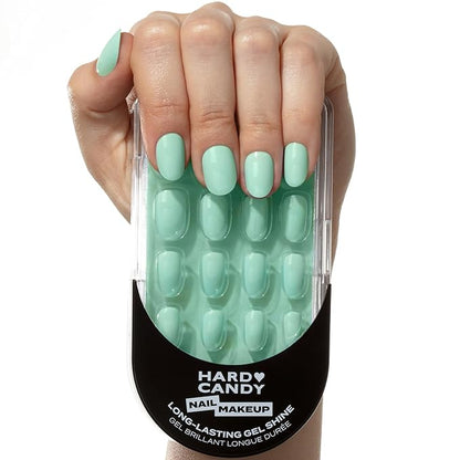 Short Mint Green Glue On Nails | Hard Candy Long Lasting Press On Nails | Pastel False Nails with Real Polish | 24 Nail Kit in 12 Sizes, Strong Glue & Reusable Travel Case Included.