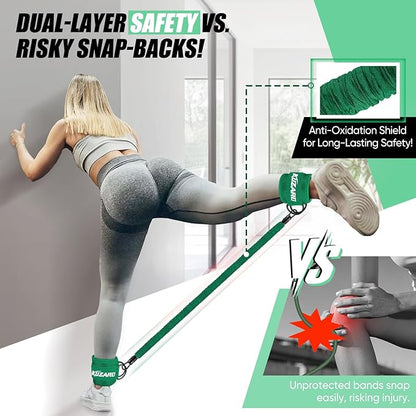 Ankle Resistance Bands with Cuffs, Ankle Weights Bands for Working Out, Women Leg and Glutes Workout Equipment, Exercise Bands for Kickbacks, Butt and Booty Trainer, Home Gym Fitness Equipment