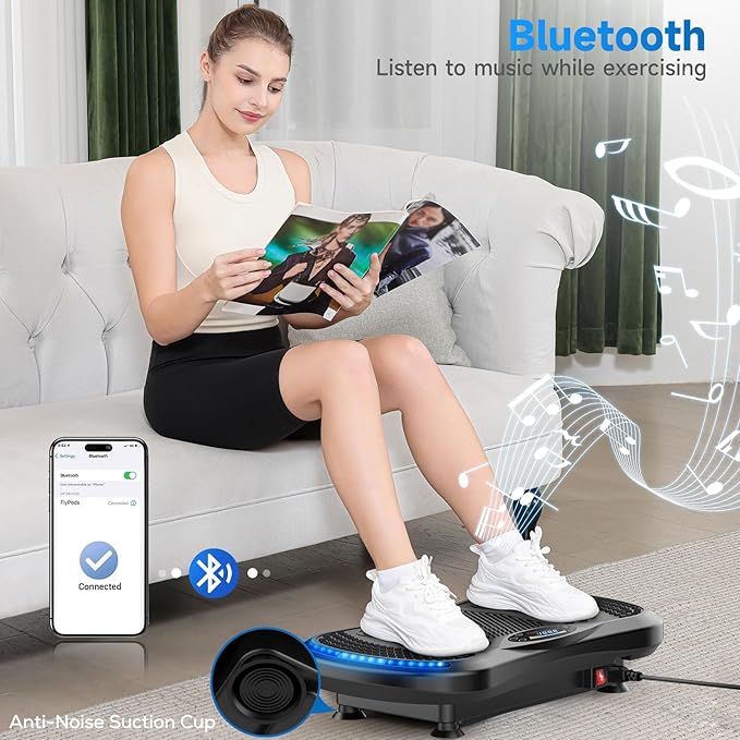 Vibration Plate Exercise Machine for Lymphatic Drainage, Vibration Machine for Full-Body Weight Loss Shaping, Vibrate Fitness Platform 400 Lbs & 200 Adjustable Speeds for Women Men Home Gym