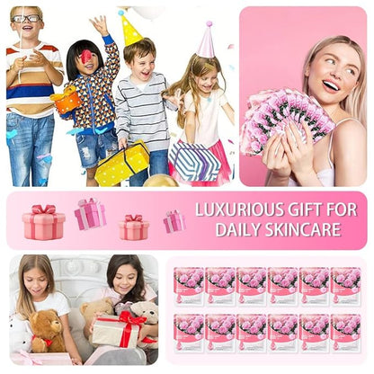 Kaely 12 Pack Rose Face Masks for Kids, Kids Face Mask Spa Day Kit Supplies, Spa Party Favors for Teens Girls Night, Sheet Facial Mask Skincare Gifts Set, Hydrating Soothe for All Skin Types, 03