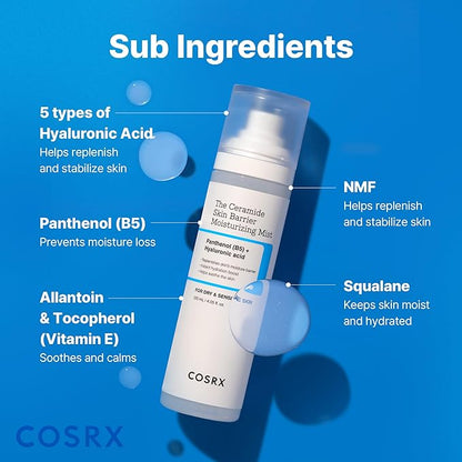 COSRX Barrier Cream Face Mist - Milky Toner with Ceramide & Hyaluronic Acid, Hydrating and Soothing Facial Spray for All Skin Types, 4.06 fl.oz, Korean Skin Care