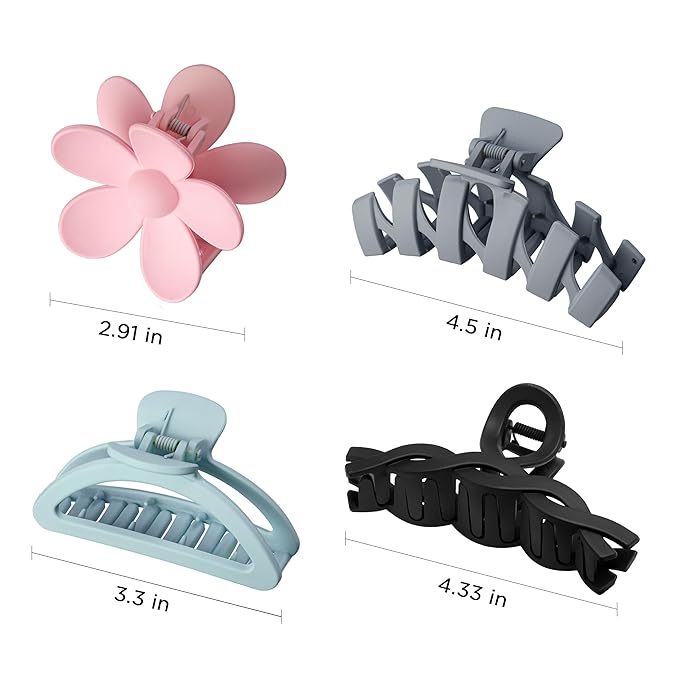 8PCS Hair Clips for Women, Flower Claw Clips for Thick Hair, Non-Slip Hair Accessories with Multi-Styles, Different Color Hair Claw Clips and Variety Pack, Ideal for Girls