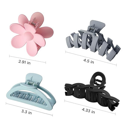 8PCS Hair Clips for Women, Flower Claw Clips for Thick Hair, Non-Slip Hair Accessories with Multi-Styles, Different Color Hair Claw Clips and Variety Pack, Ideal for Girls