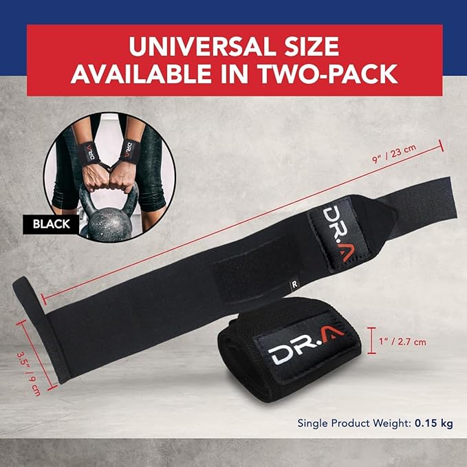 Doctor-Developed Gym Wrist Wraps/Lifting Wrist Straps for Weightlifting, Heavy Duty Gym Straps With Thumb Loops, Wrist Wraps for Working Out & Protection, Weight Lifting Wrist straps For Men & Women (Black)