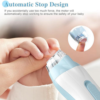Baby Nail Trimmer Electric Baby Nail File,USB Charging 15 in 1 Nail Clippers kit with Dust Cover LED Light,Trim Buffer Kit for Newborn Infant Toddler or Adults Toes Fingernails Care（Blue）