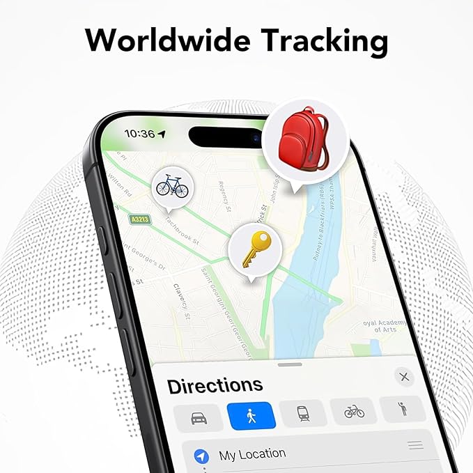 Air Tracker Tags-2 Pack, Bluetooth Tracker Works with Apple Find My APP (iOS Only), Bluetooth Air Tracker Tags and Item Locator for Keys, Bags, Luggage, Pets, Wallet, Replaceable Battery