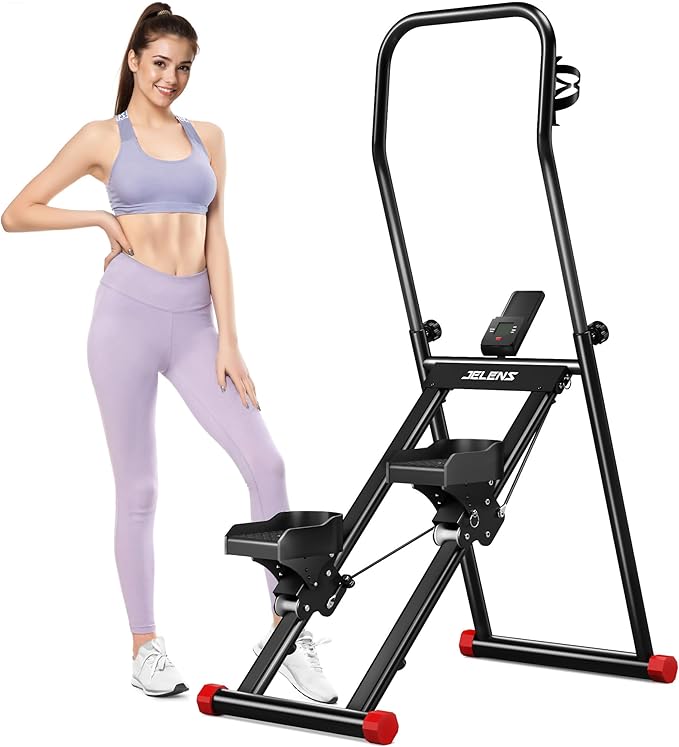Stair Stepper for Home Gym Exercise, Compact Folding Cardio Exercise Climber for Full-Body Workout, Vertical Climber Machine, Extended Step Range