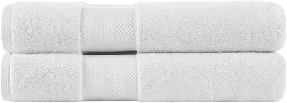 Madison Park Turkish Bath Towel Set 100% Cotton Bath Towel 600GSM Oversized Body Towel 2 Piece, Luxury Soft, Thick Spa Quality, Quick Dry Bathroom Towel, Jumble, 35" x 70", White