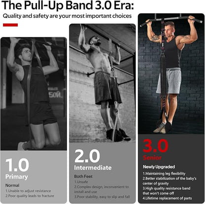 Pull Up Assistance Bands Set, Heavy Duty Adjustable Pull Up Assist Band with Feet Rest, Strength Training Bands for Home Gym Fitness, Pull-Up Bar, Calisthenics and Body Stretching