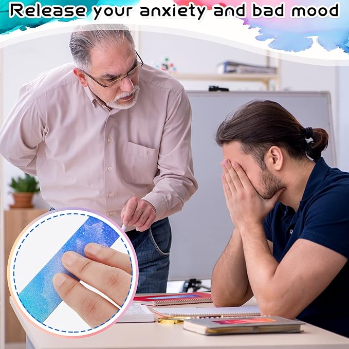 36 Pcs Anxiety Sensory Stickers Mental Health Stickers Fidget Textured Strips Toys Adhesive Tactile Calm Relief Items for Adults Desk School Counselor Classroom(Watercolor Style)