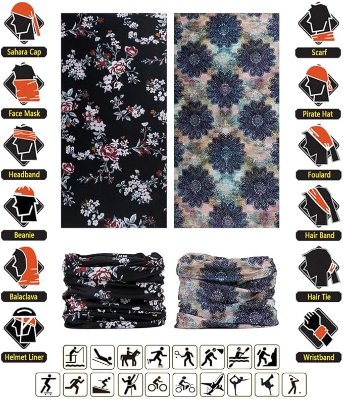 Headband Neck Gaiter Head Wrap Headwear Face Mask Magic Scarf Bandana for Men and Women