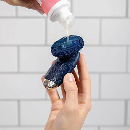 SoniGlow Silicone Facial Cleansing Brush – Electric Vibrating Skincare Scrubber Tool for Deep Pore Cleansing, Gentle Massage, Makeup Removal, Waterproof and Rechargeable (Navy)