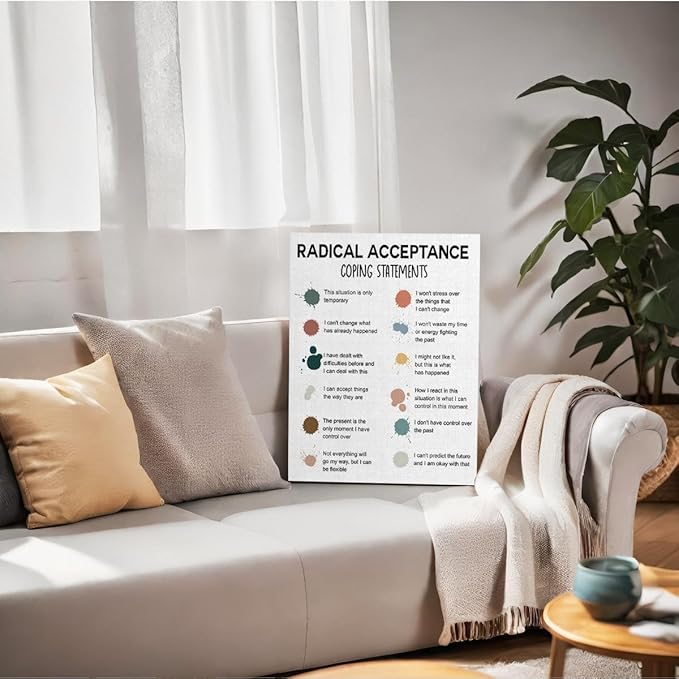 Mental Health Décor, Mental Health Posters, School Counselor Supplies, Canvas Wall Art, DBT Poster, Therapist Office Decor, Radical Acceptance Canvas Poster 14x17 inch