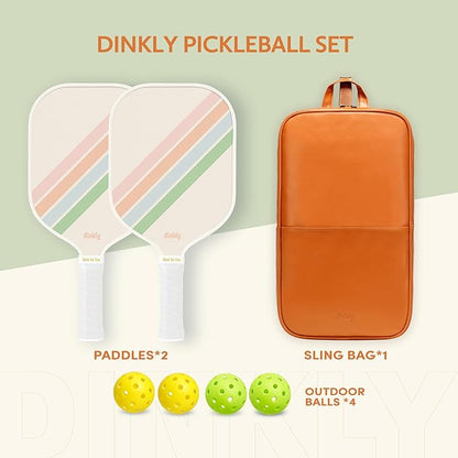 Pickleball Paddles Set of 2/4- USAPA Approved Graphite/Fiberglass Pickleball Racket, 2 Pickleball Rackets, 4 Balls and 1 Portable Carry Bag, Aesthetic Pickle Ball Set for Men Women Beginners