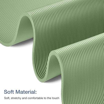 Yoga Mat Non Slip NBR Thick Yoga Mat, 72"L x 32"/24"W x 0.6"/0.4"TH (185cm x 80cm/61cm x 15mm/10mm), Anti-Tear Exercise Mat with Carrying Strap and Bag, Workout Mats for Yoga, Pilates, Floor Exercises