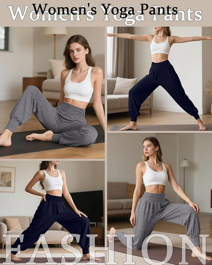 2 Pack Women's Yoga Joggers, Cozy Sweatpants with Pockets Casual Loose Comfy High Waisted Lounge Pants