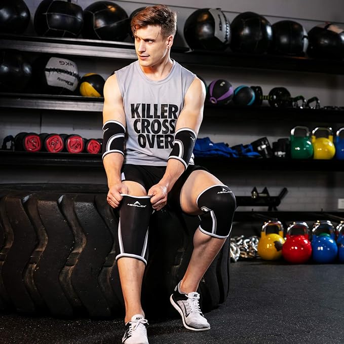 AEOLOS Knee Sleeves (1 Pair)，7mm Compression Knee Braces for Heavy-Lifting,Squats,Gym and Other Sports (XX-Large, Black)