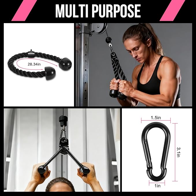 Cable Machine Attachment Set LAT Pulldown Attachments Weight Machine Accessories for Home Gym