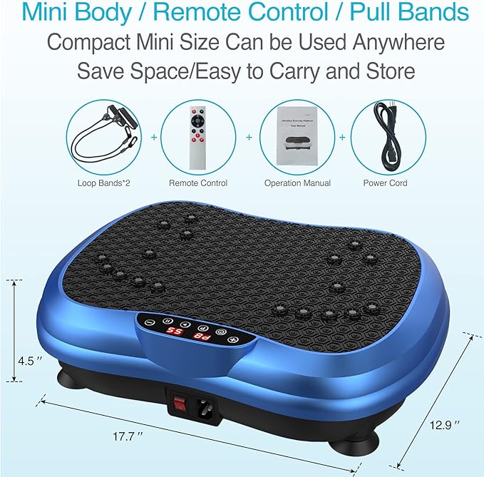 AXV Vibration Plate Exercise Machine Whole Body Workout Portable Mini Vibrate Fitness Platform Lymphatic Drainage Machine for Weight Loss Shaping Toning Wellness Home Gyms Workout (Mini)