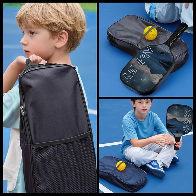 UMAY Fitness Pickleball Paddles Set of 2, USAPA Approved Fiberglass Surface Pickleball Rackets with 6 Indoor & Outdoor Pickleball Balls, Pickleball Bag and 2 Grip Tapes for Beginners Pros Men Women