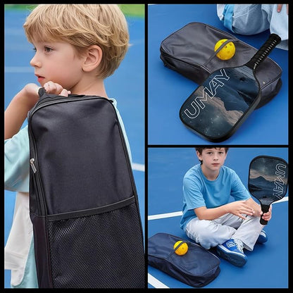 UMAY Fitness Pickleball Paddles Set of 2, USAPA Approved Fiberglass Surface Pickleball Rackets with 6 Indoor & Outdoor Pickleball Balls, Pickleball Bag and 2 Grip Tapes for Beginners Pros Men Women