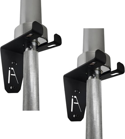 IRON AMERICAN Alpha Barbell Gym Wall Mount Storage 100+ Pound Capacity - Multi-Use Barbell Wall Holder, Barbell Hanger 4.25 x 6.75 x 7.25 Inches - Holds Any Standard Olympic Barbell - Hardware Included