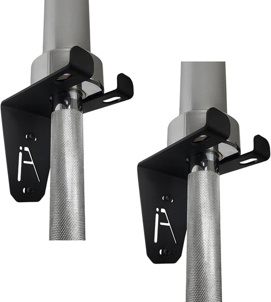 IRON AMERICAN Alpha Barbell Gym Wall Mount Storage 100+ Pound Capacity - Multi-Use Barbell Wall Holder, Barbell Hanger 4.25 x 6.75 x 7.25 Inches - Holds Any Standard Olympic Barbell - Hardware Included