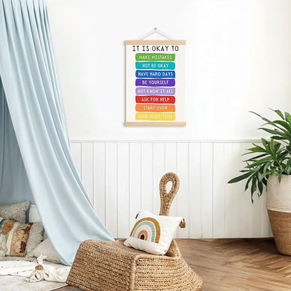 DNEULYR It's Okay Not to Be Okay Mental Health Poster Hanger Frame, Wall Decor, Wall Art Banner for Classroom School Counselor Office Therapy Office, 12.5x17 Inch