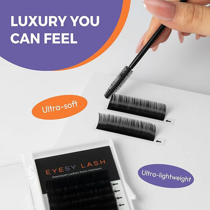 Cashmere Volume Eyelash Extensions Premium Individual Lashes - 0.05mm Thickness D Curl 10mm Single Length - Super Soft Matte Black Single Eyelash Easy to Fan for Professional Salon Use