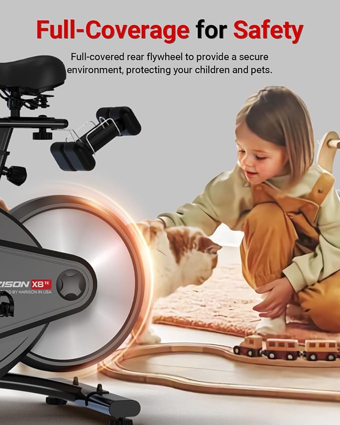 HARISON Semi-Commercial Exercise Bike 400 lbs Capacity, Magnetic Stationary Bikes for Home Gym with Bluetooth & Tablet Holder & Comfortable Seat Cushion