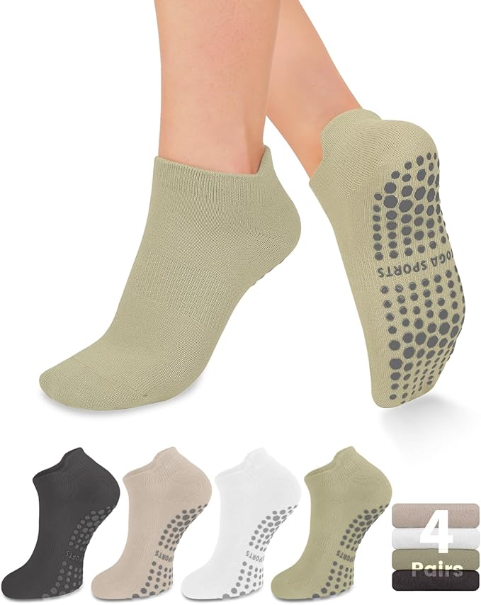 yeuG Grip Pilates Socks for Women Yoga Socks with Grips Open Top Non Slip Grippy Socks for Barre, Ballet, Barefoot Workout