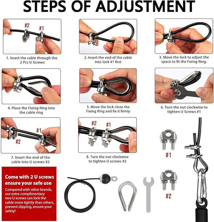 Weight Cable Pulley System Gym Upgraded Fitness LAT and Lift Pulley Attachments Tricep Workout Pulley System with Adjustable Length Cable for Home Gym LAT Pull Down Biceps Curl Tricep Arm Workouts