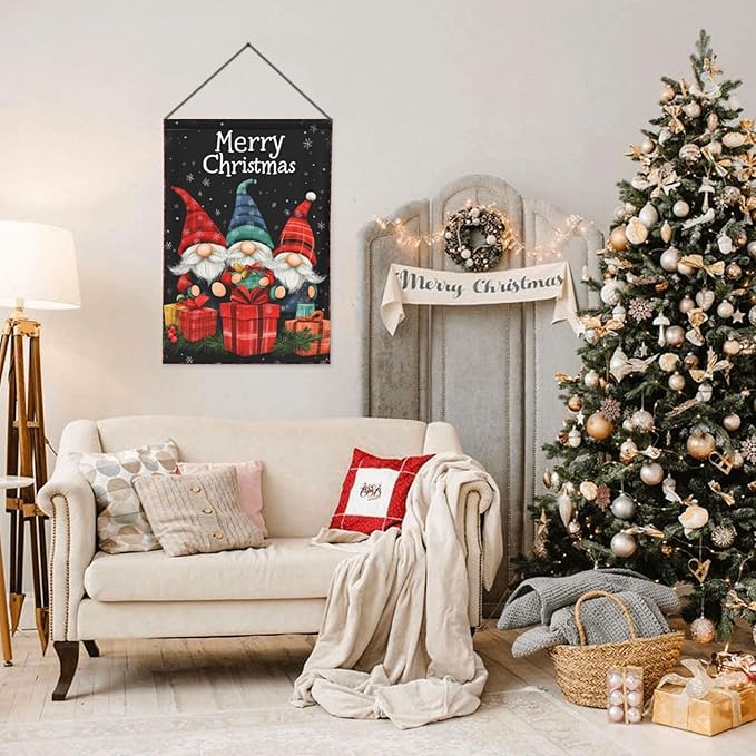 Merry Christmas Gnomes Garden Flag 12x18 In Double Sided Yard Flags Lawn Sign Decor No Flagstand