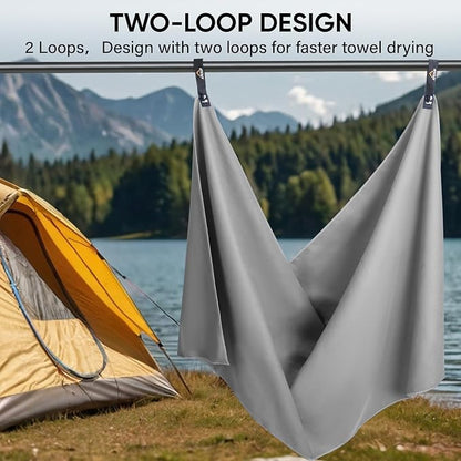 APEXUP Microfiber Travel Towel, Ultra Absorbent Quick Dry Towels, Lightweight Gym Sports Camping Towel for Workout, Yoga, Beach, Shower, Swimming (48"×24", Gray)