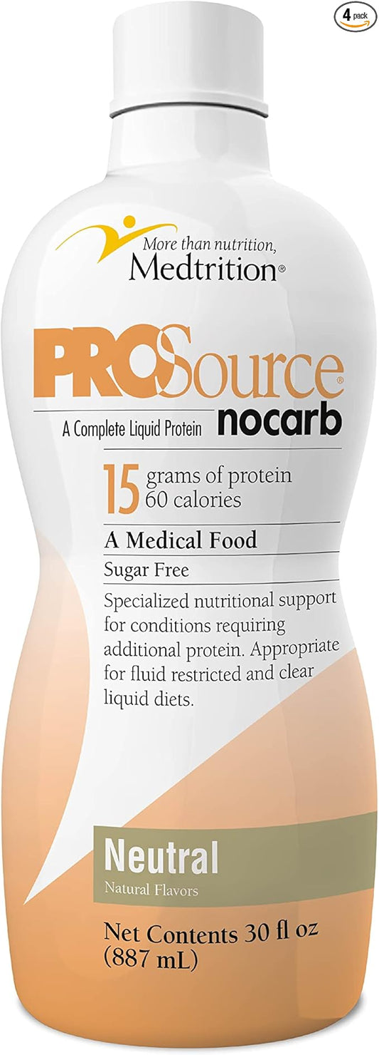 Liquid Collagen Peptides Type I, III 15 Grams Protein per Oz. |Prosource NoCarb Neutral 4 Bottles Pack Medtrition|