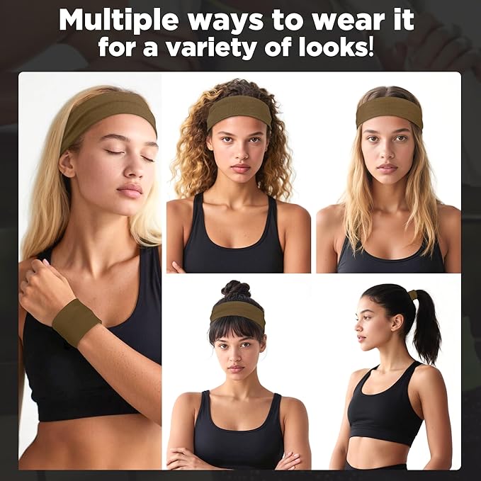 Headbands for Women - 12Pcs Non-Slip Cotton Cloth Headbands for Women's Hair Accessories,Fashion Sports Hair Bands & Ties,Soft Fabric for Yoga,Running,Workout