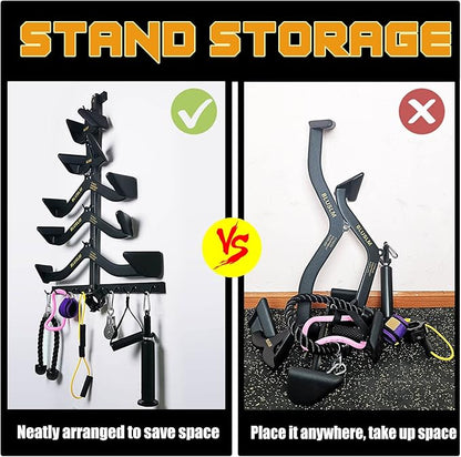 Lat Pull Down Bar Gym Accessory Rack, Lat Pulldown Attachments Cable Attachment Storage Rack for Mag Grip - Home Gym Fitness Heavy Duty A-Frame Stand