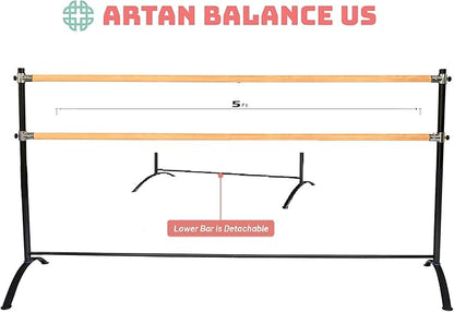 Ballet Barre Portable for Home or Studio, Height Adjustable Bar for Stretch, Pilates, Dance or Active Workouts, Single or Double Bar, Kids and Adults