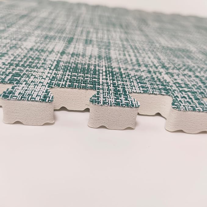 9 Tiles Interlocking Foam Mats 0.4inch Thickness Foam Floor Mats for Home Gym, Fitness, Exercise, Flooring Surface Protection EVA Foam Floor Padding with Border（Blue）