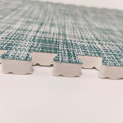 9 Tiles Interlocking Foam Mats 0.4inch Thickness Foam Floor Mats for Home Gym, Fitness, Exercise, Flooring Surface Protection EVA Foam Floor Padding with Border（Blue）