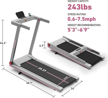 DeerRun Treadmills for Home with Incline and Handles, 3.5 HP Foldable Treadmill 350 LBS Weight Capacity for Small Spaces, Folding Running Machine with Smart APP