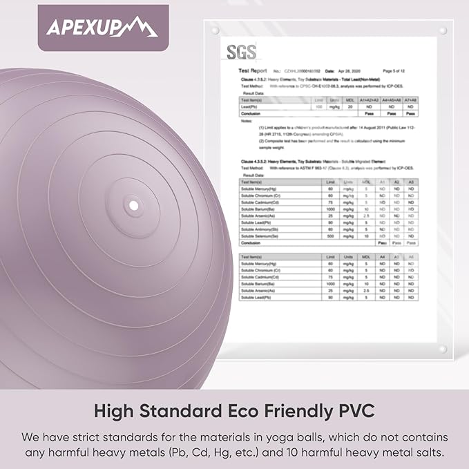APEXUP Yoga Ball Exercise Ball Anti Slip Heavy Duty for Fitness, Balance & Core Workout