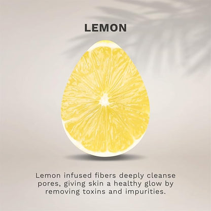 KOL Face Scrubber, Lemon Infused Exfoliating Facial Cleansing Pads, Disposable Exfoliator Face Sponge for Daily Cleaning and Makeup Removal, 6 Count\