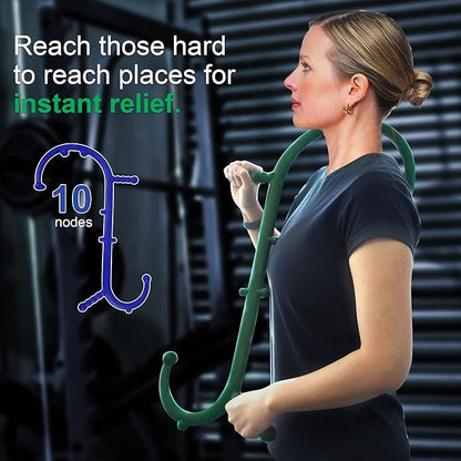 2 Pack Massage Trigger Point Cane, Body Deep Tissue, Handheld Back, Neck, Shoulder, Leg and Feet Massager Rod, Muscle Release Tool Self Massage Hook Cane for Women & Men, Blue & Green