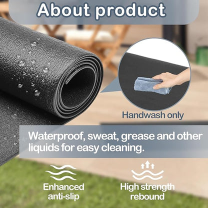 Treadmill Mat for Exercise Equipment – 72" x 48" Rubber Floor Protector Mat for Home Gym, Bike, Rowing Machine – Anti-Slip PVC, Easy to Clean, Workout or Garage Gym Flooring