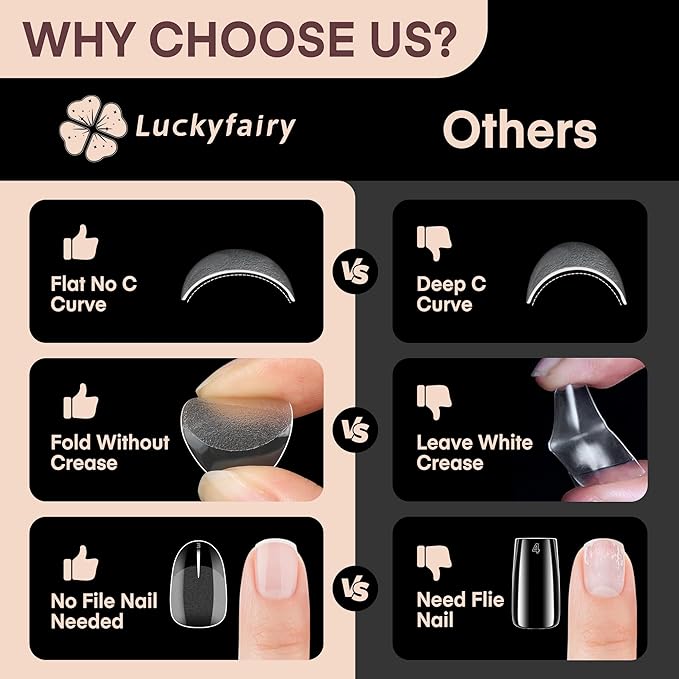 Short Oval Round Nail Tips, 504Pcs Pre-shaped Gel Short Nail Tips Oval Shape, 15 Sizes Half Matte Clear Almond Acrylic False Nails No Need File for Nail Extension DIY Salon