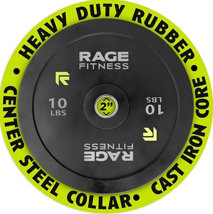 Olympic Bumper Plates, Rubber Formula With Steel Insert (10lb, 15lb, 25lb, 35lb, 45lb - SOLD INDIVIDUALLY), Olympic Weight Plates for Strength Training, Bench Press, Squats, Powerlifting