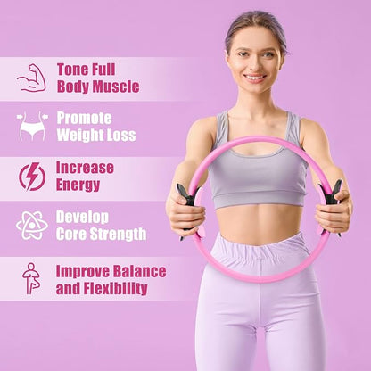 RitFit Pilates Ring Circle - 14 Inch Magic Fitness Circle for Toning Inner & Outer Thighs, Bonus Workout Guide Included