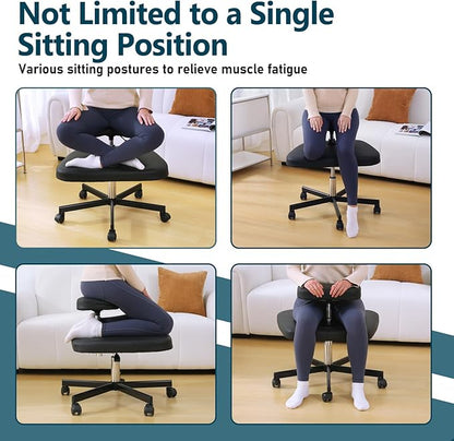 Meditation Chair ADHD Chair Ergonomic Cross Legged Chair with Wheels,Kneeling Chair for Office and Home,ADHD Chairs for Adults (Black)