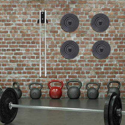 Shimeyao 4 Pack Wall Mounted Weight Plate Holder for 2" Weight Plate and 1 Pack 2 Hooks Barbell Hanger, Vertical Barbell Mount Rack for Garage Home Gym Organizer Accessory